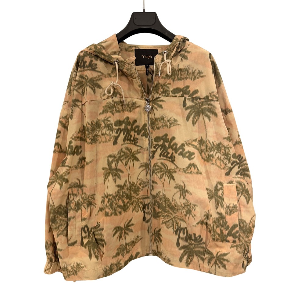 NWT Maje Palm Tree Print Jacket‎ Women's Sz Large EU40 Aloha Hawaiian Full Zip